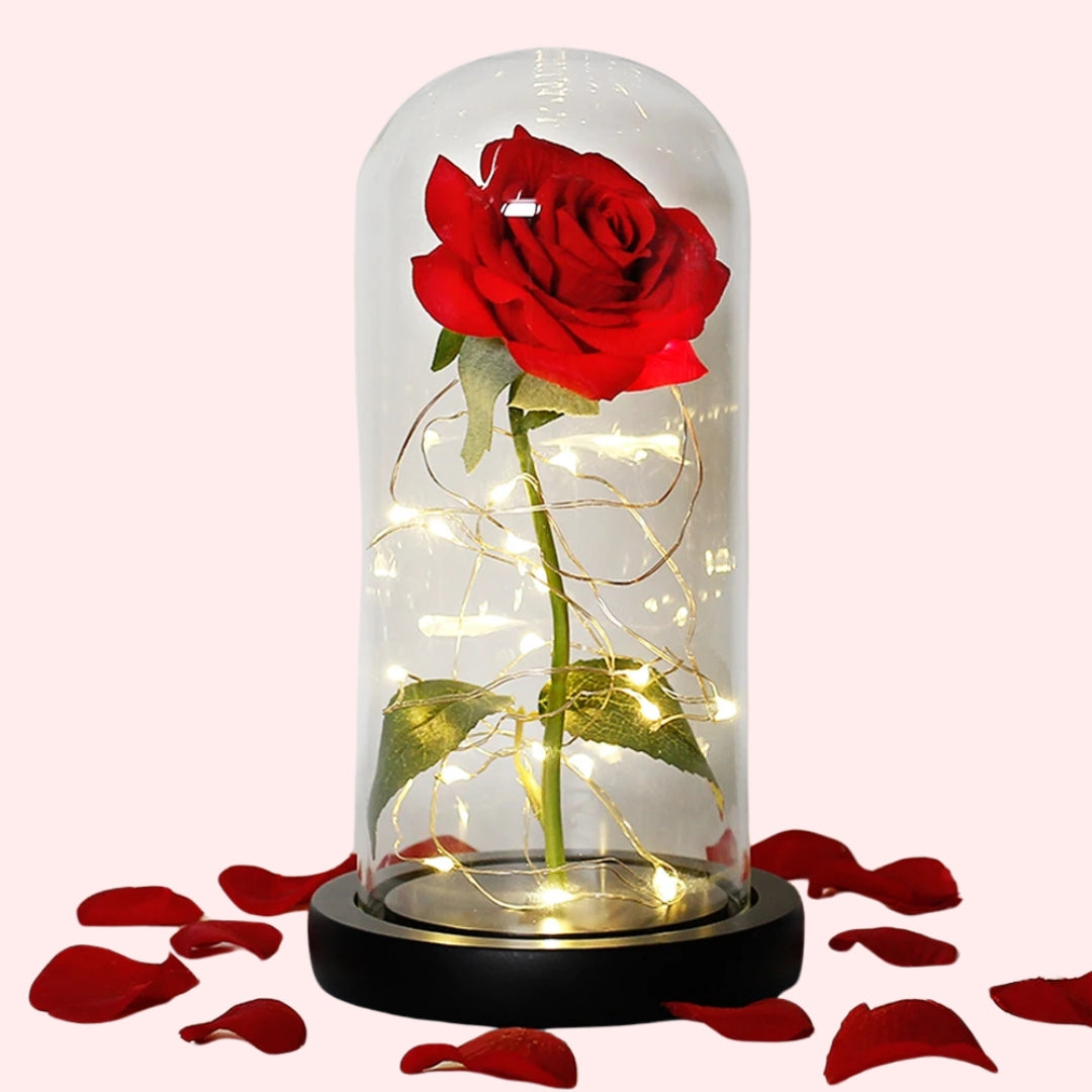 Rose Éternelle sous Dôme en Verre LED