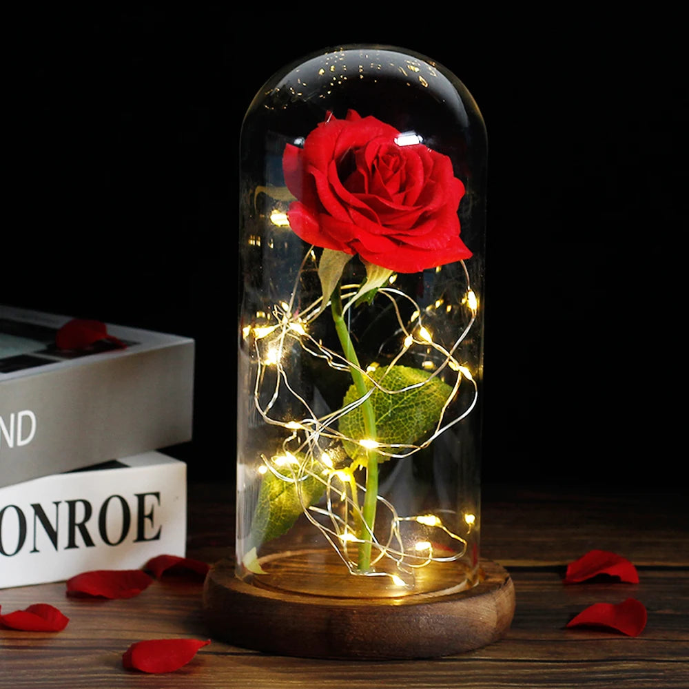 Rose Éternelle sous Dôme en Verre LED