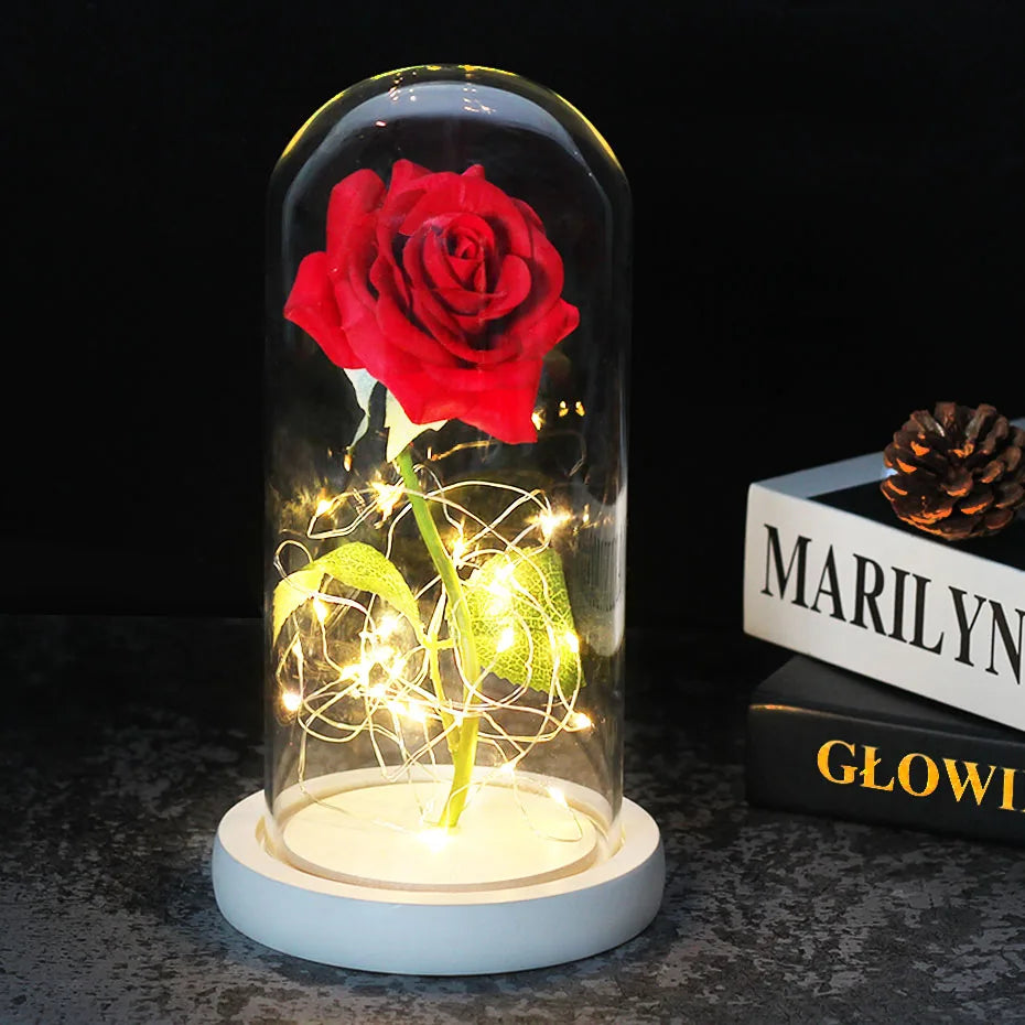 Rose Éternelle sous Dôme en Verre LED