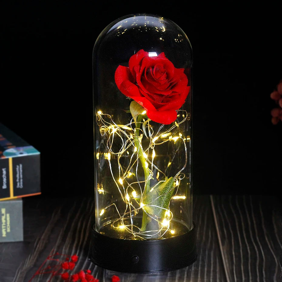Rose Éternelle sous Dôme en Verre LED