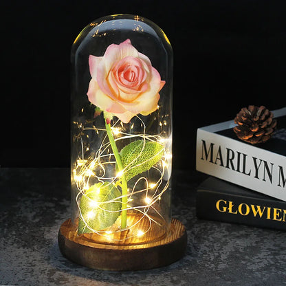 Rose Éternelle sous Dôme en Verre LED 