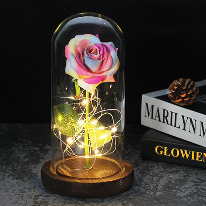 Rose Éternelle sous Dôme en Verre LED 