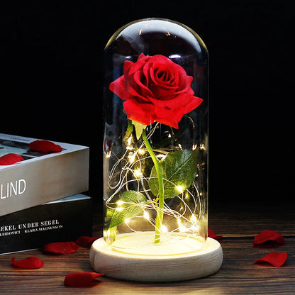 Rose Éternelle sous Dôme en Verre LED 